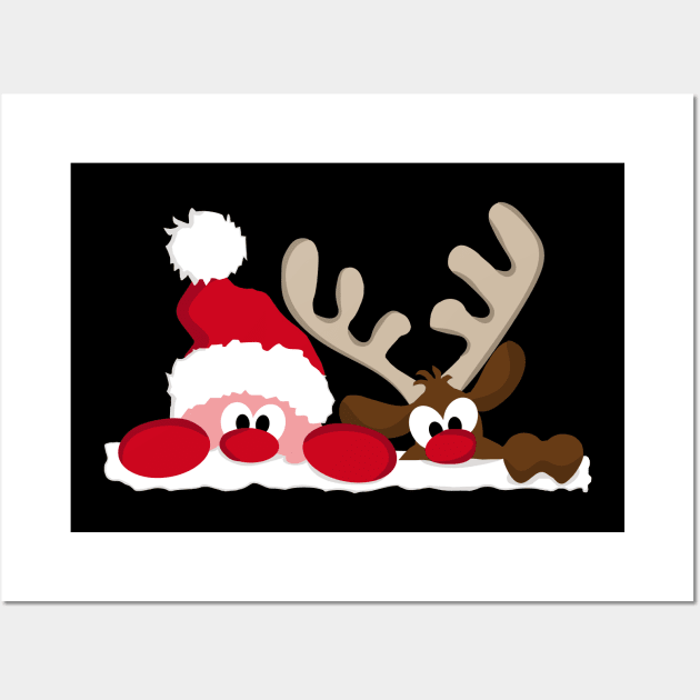 Merry Christmas Santa & Reindeer Wall Art by holidaystore